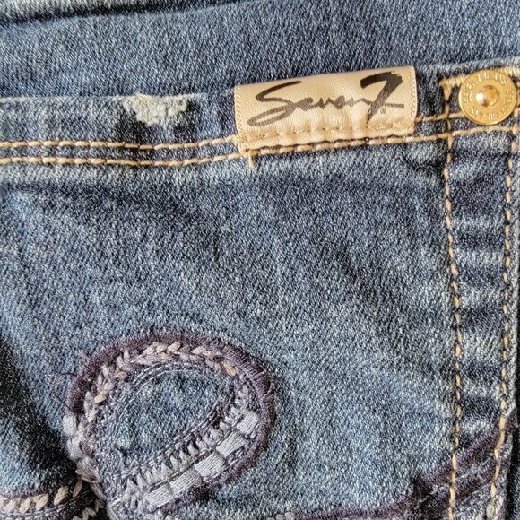 Seven7 Bermuda Shorts Stretch Denim Zip Button Closure Medium Wash Blue Size 6 - Picture 7 of 15